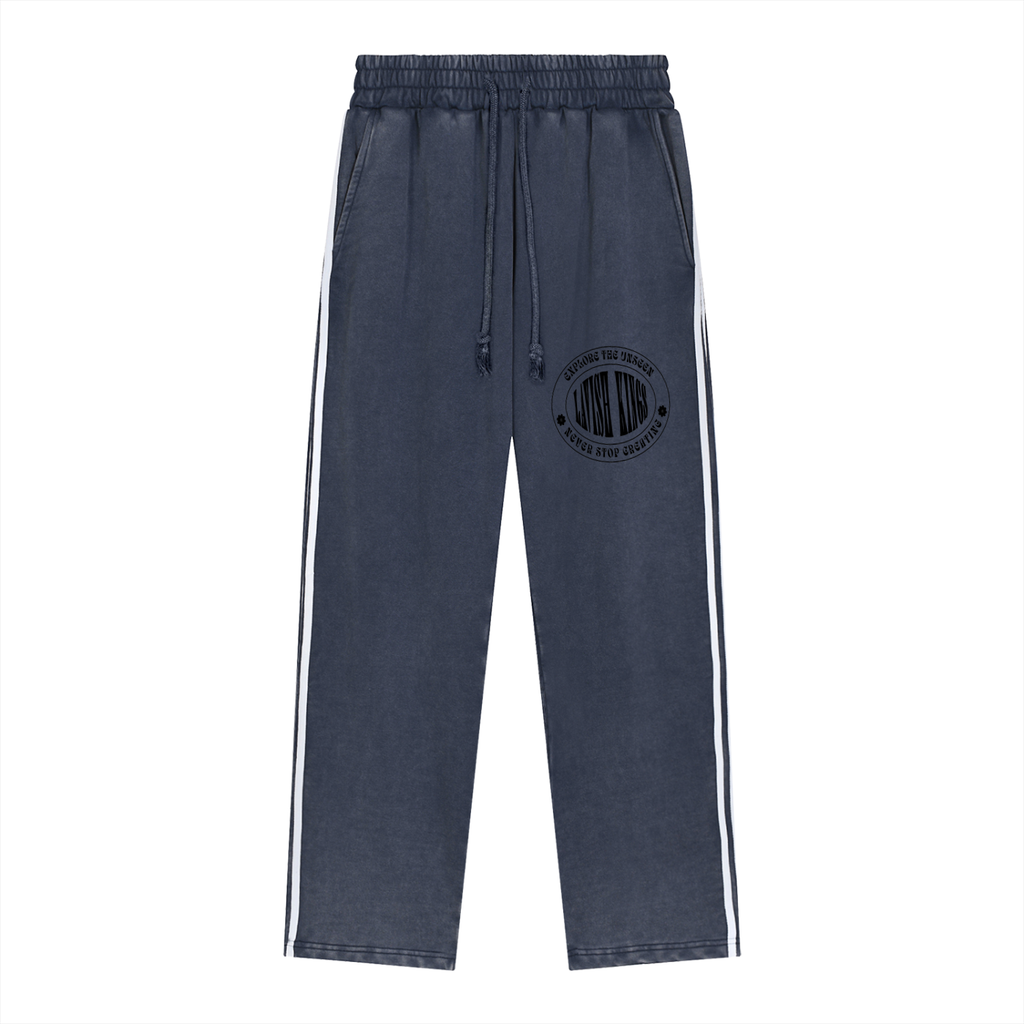 Snow Washed Contrast Tape Sweatpants - LavishKings