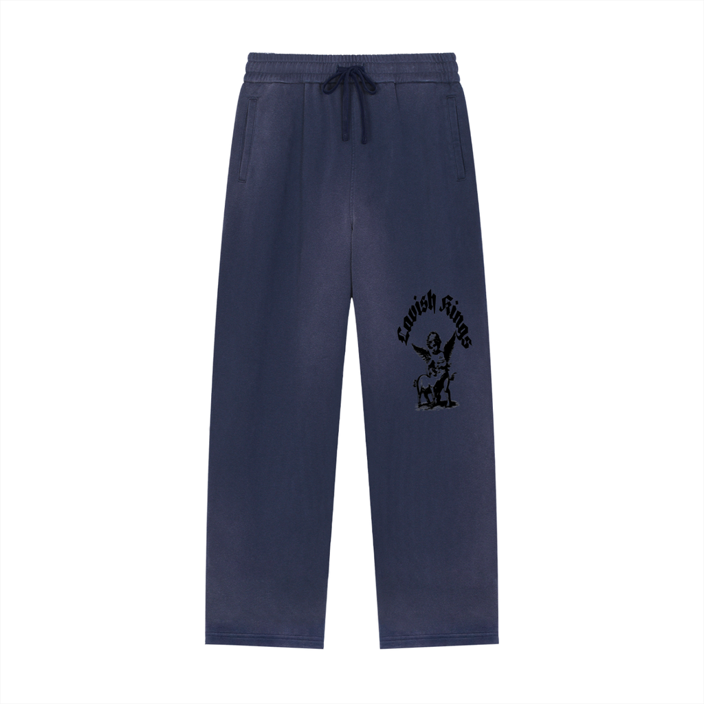 Sun Fade Raw Edge Straight-Leg Sweatpants - LavishKings