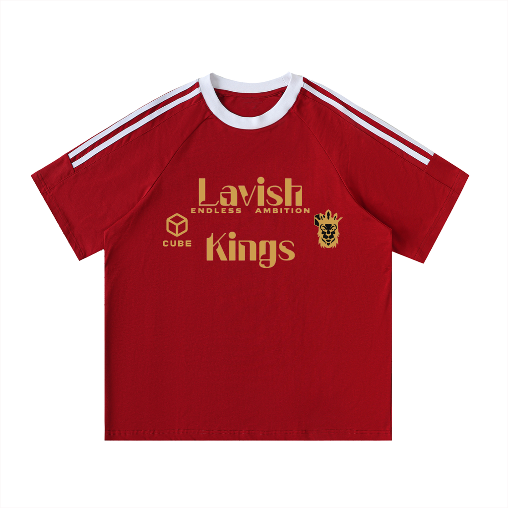 Contrast Tape Crewneck Cotton T-Shirt - LavishKings
