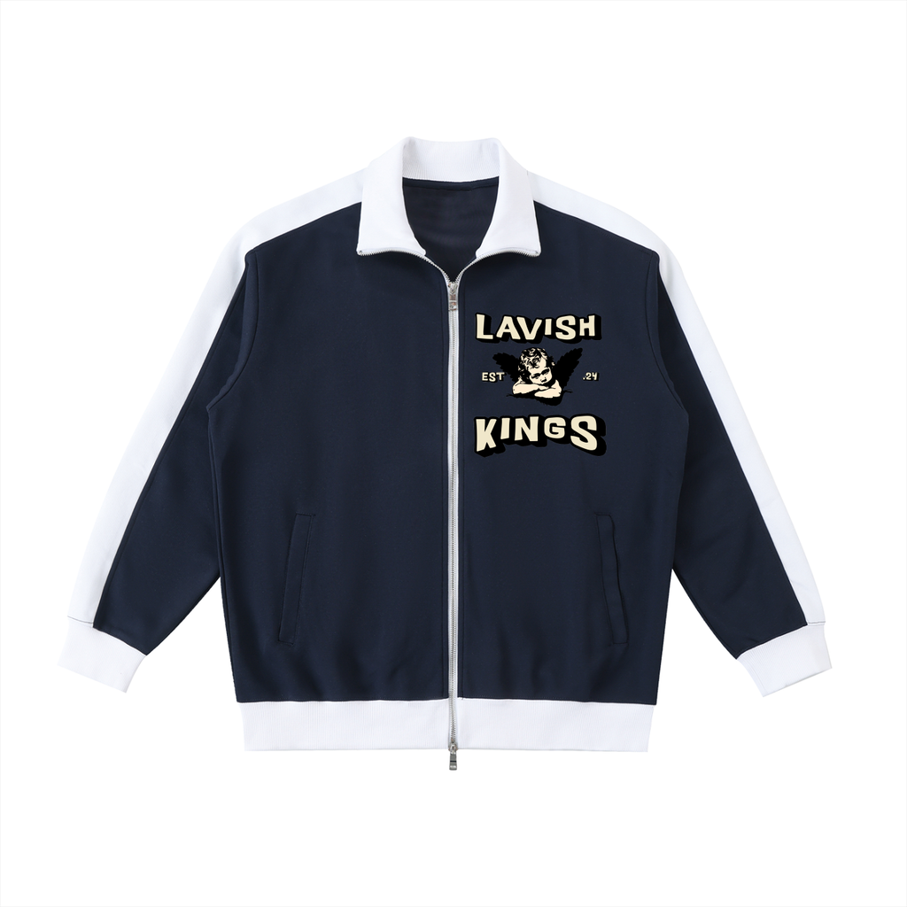 Contrast Trim Stand Collar Jacket - LavishKings