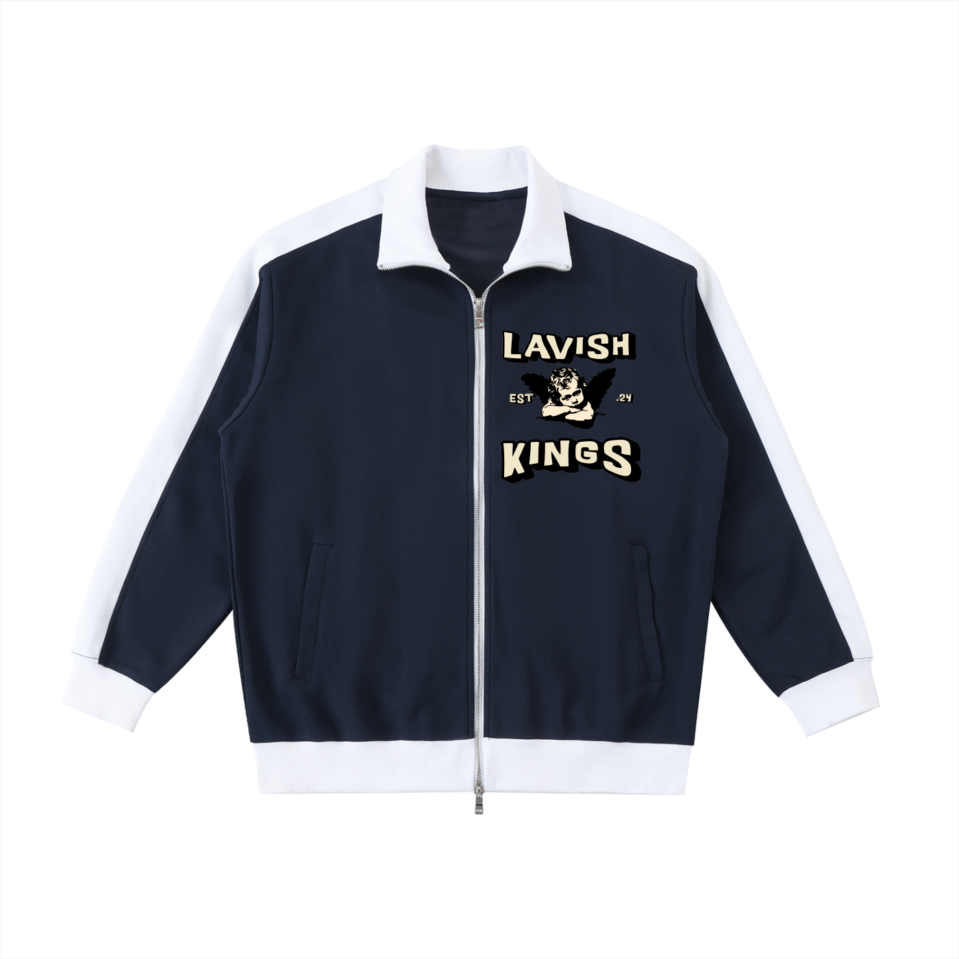 Contrast Trim Stand Collar Jacket