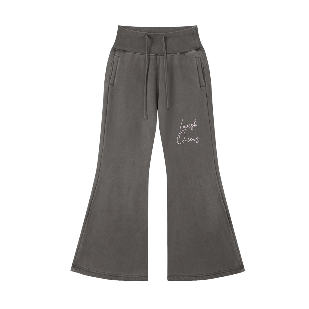Vintage Washed Flared Fleece Pants - LavishKings
