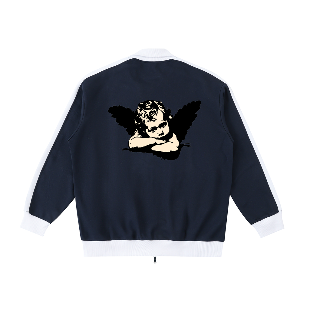 Contrast Trim Stand Collar Jacket