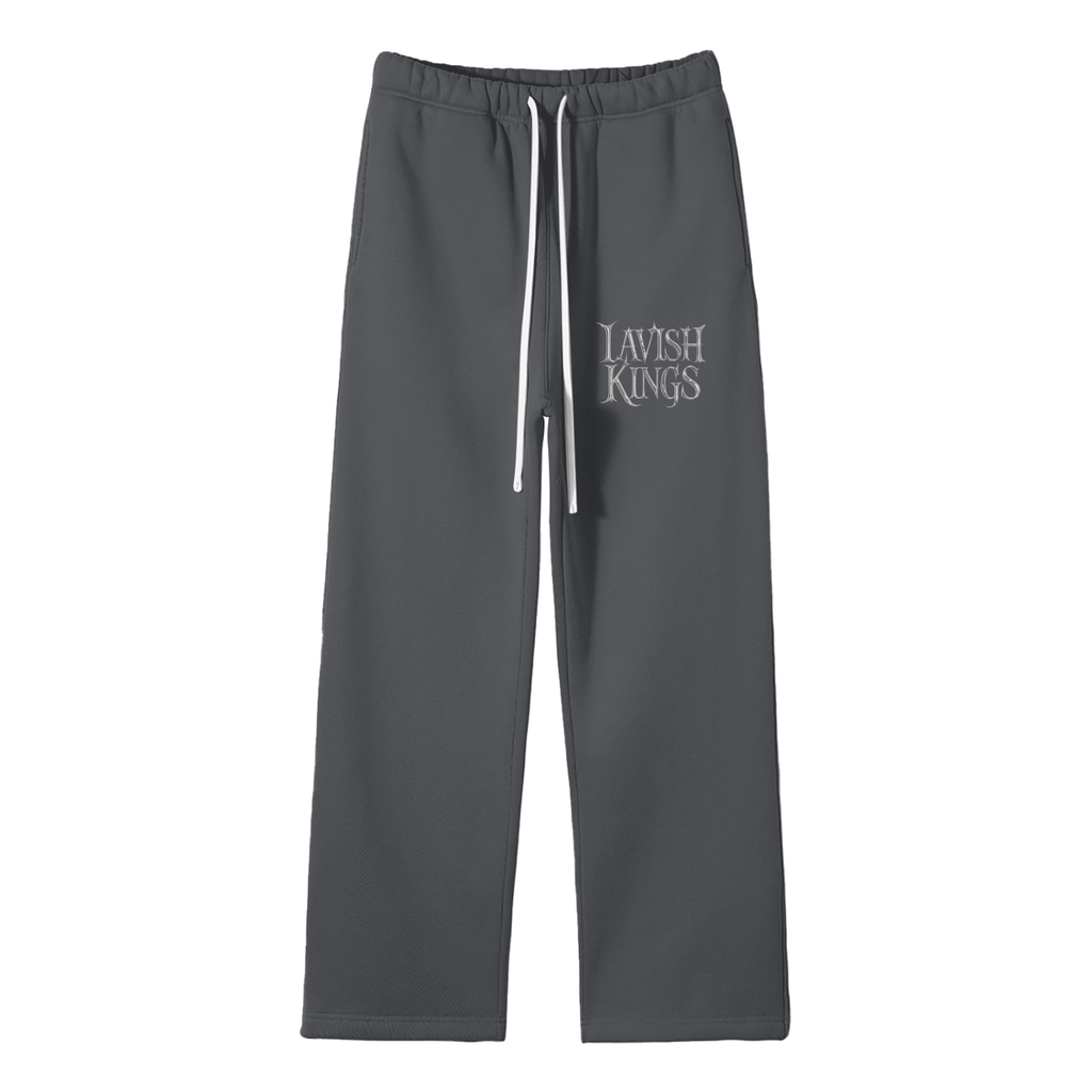 Unisex Solid Color Fleece Straight Leg Pants - LavishKings
