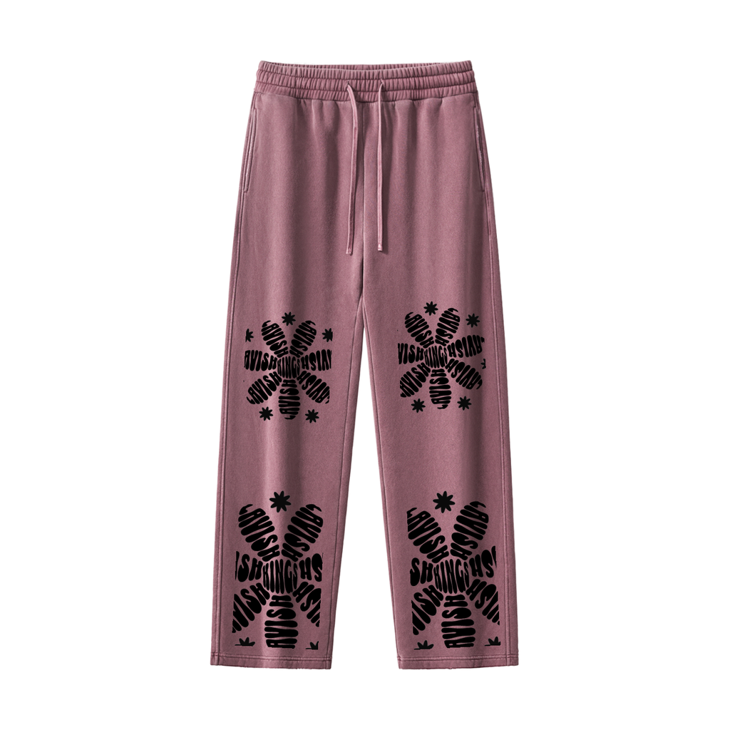 Frayed Enzyme Washed Fleece Sweatpants - LavishKings