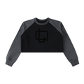 Raw-Hem Color-Block Raglan Crop Sweatshirt - LavishKings