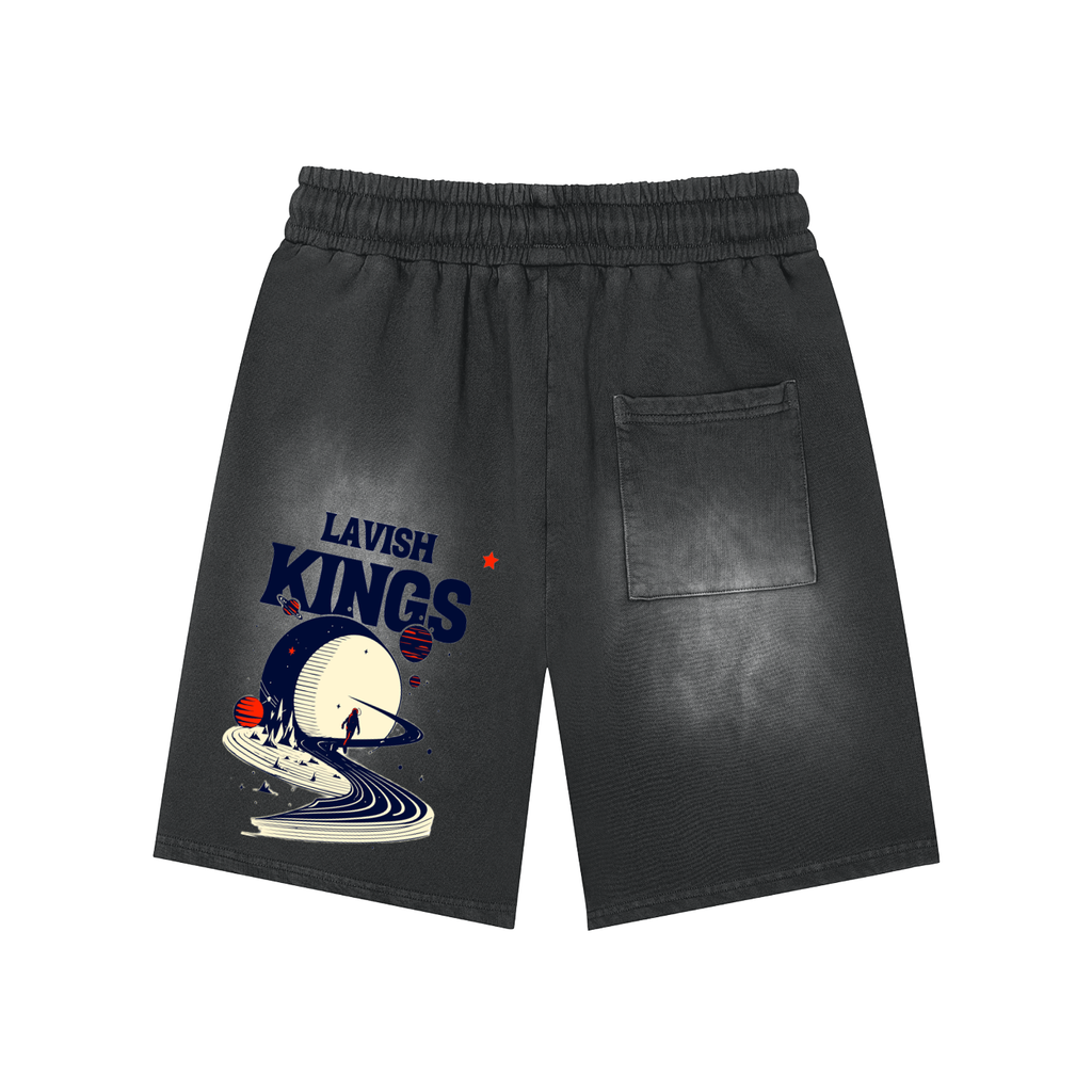 Rectangle Patch Monkey Washed Shorts
