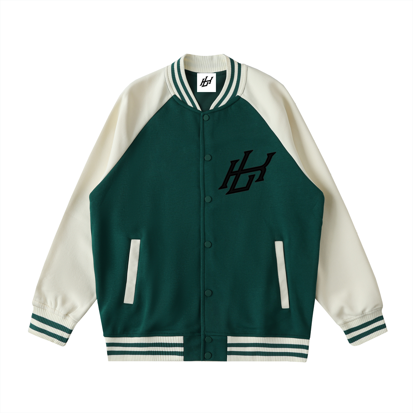 Two Tone Raglan Sleeve Varsity Jacket