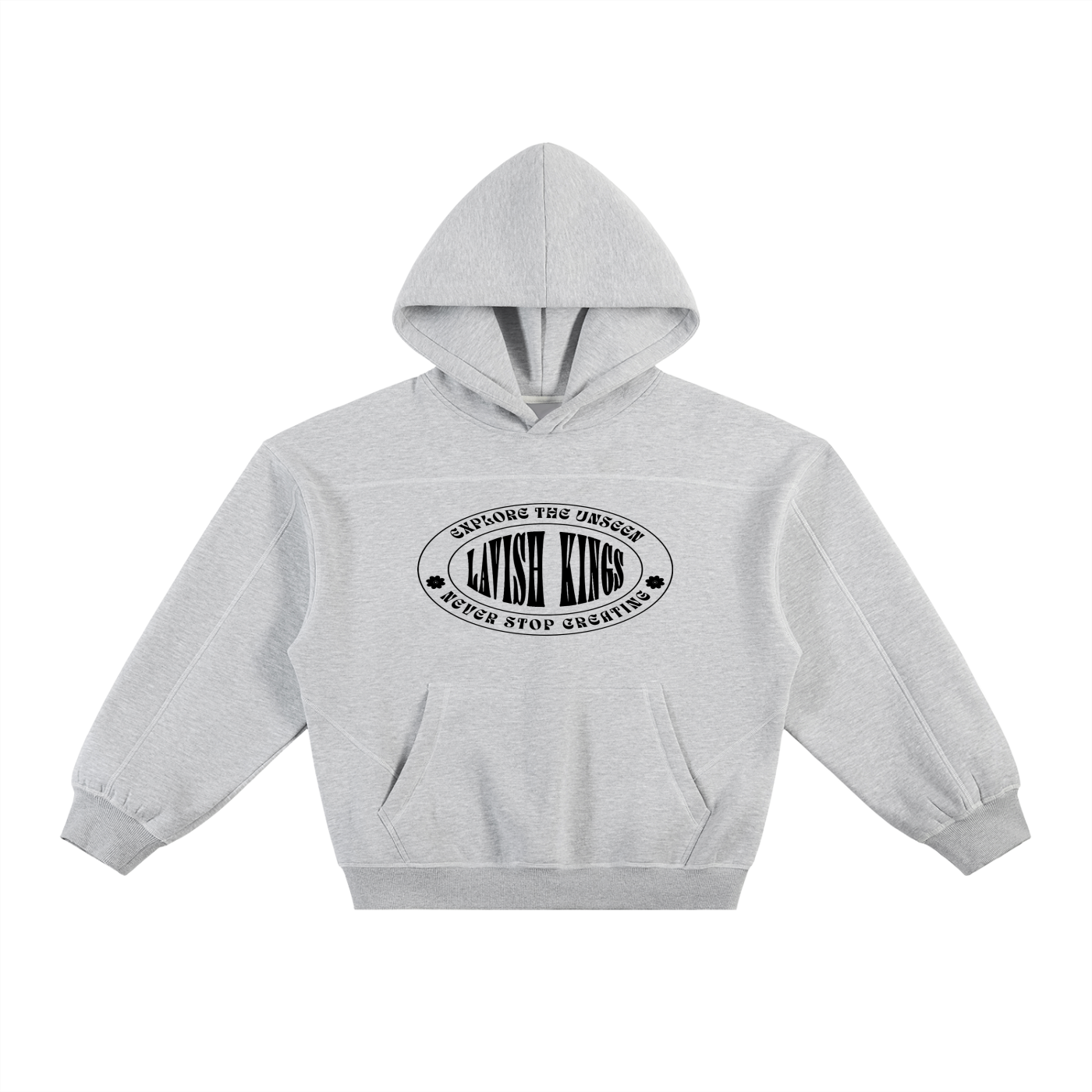 Contrast-Stitched Boxy Fleece Hoodie