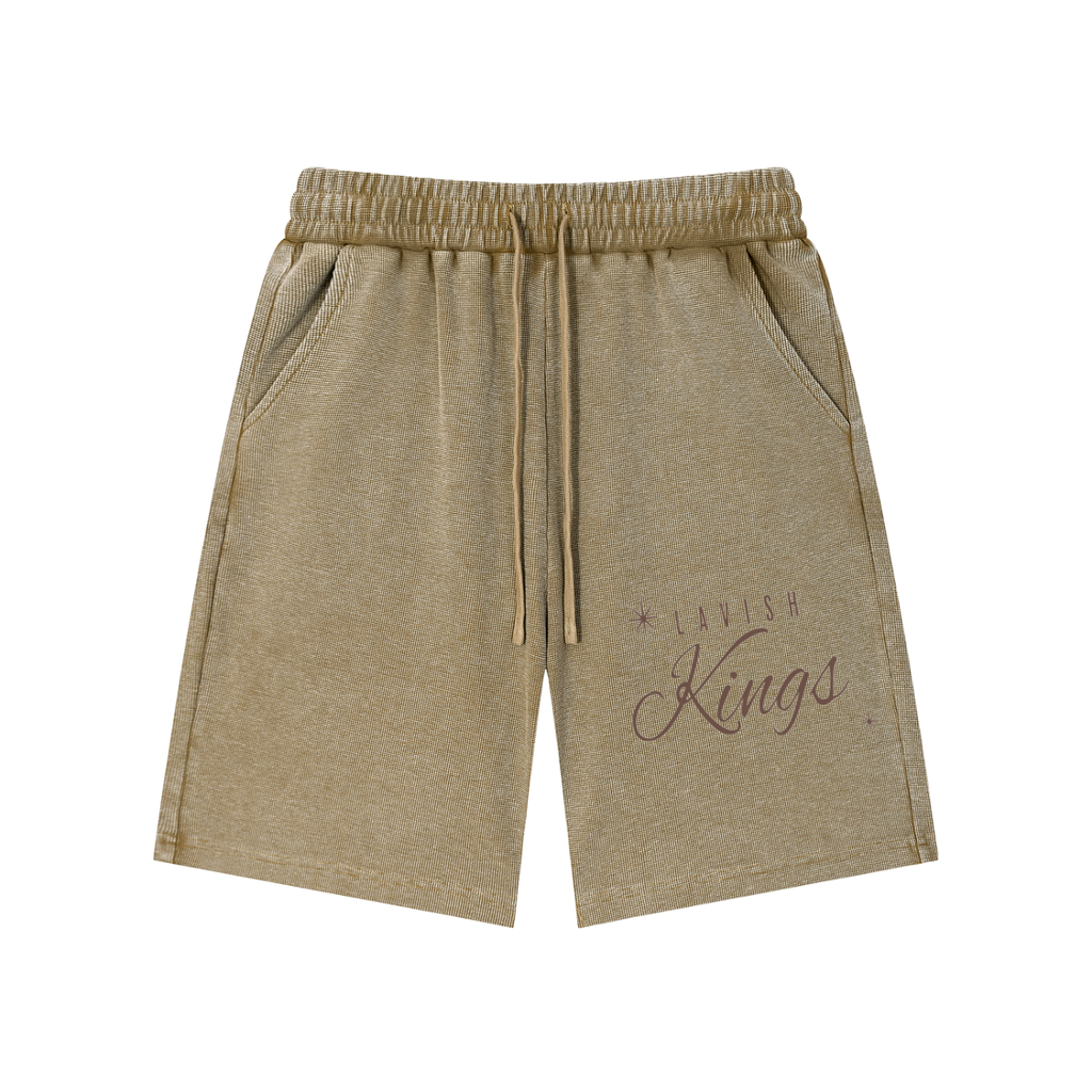 Mineral Wash Waffle Knit Shorts - LavishKings