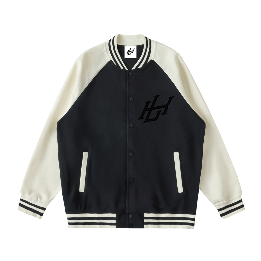Two Tone Raglan Sleeve Varsity Jacket