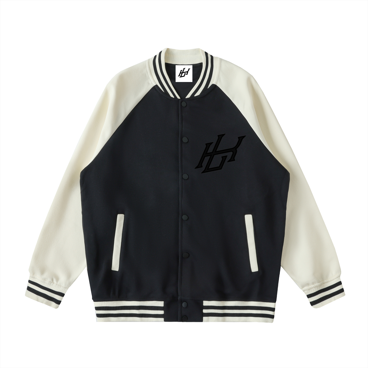 Two Tone Raglan Sleeve Varsity Jacket
