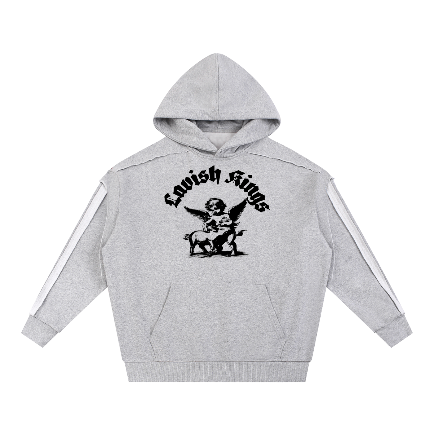 Contrast Tape Raw Edge Double Layered Hoodie