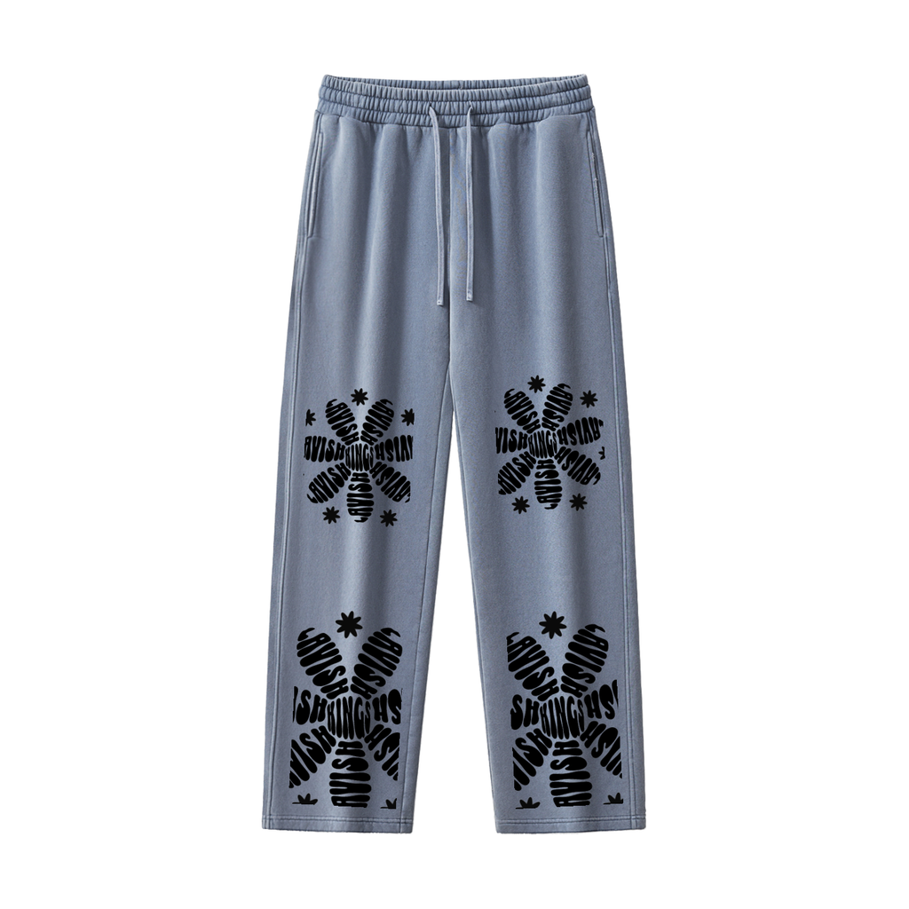 Frayed Enzyme Washed Fleece Sweatpants - LavishKings