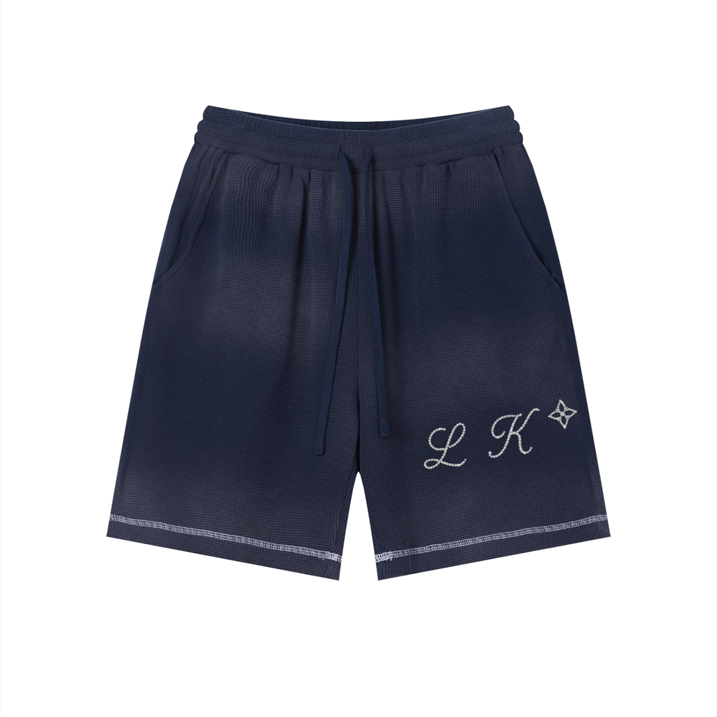 Unisex Sunfade Waffle Raw Hem Shorts