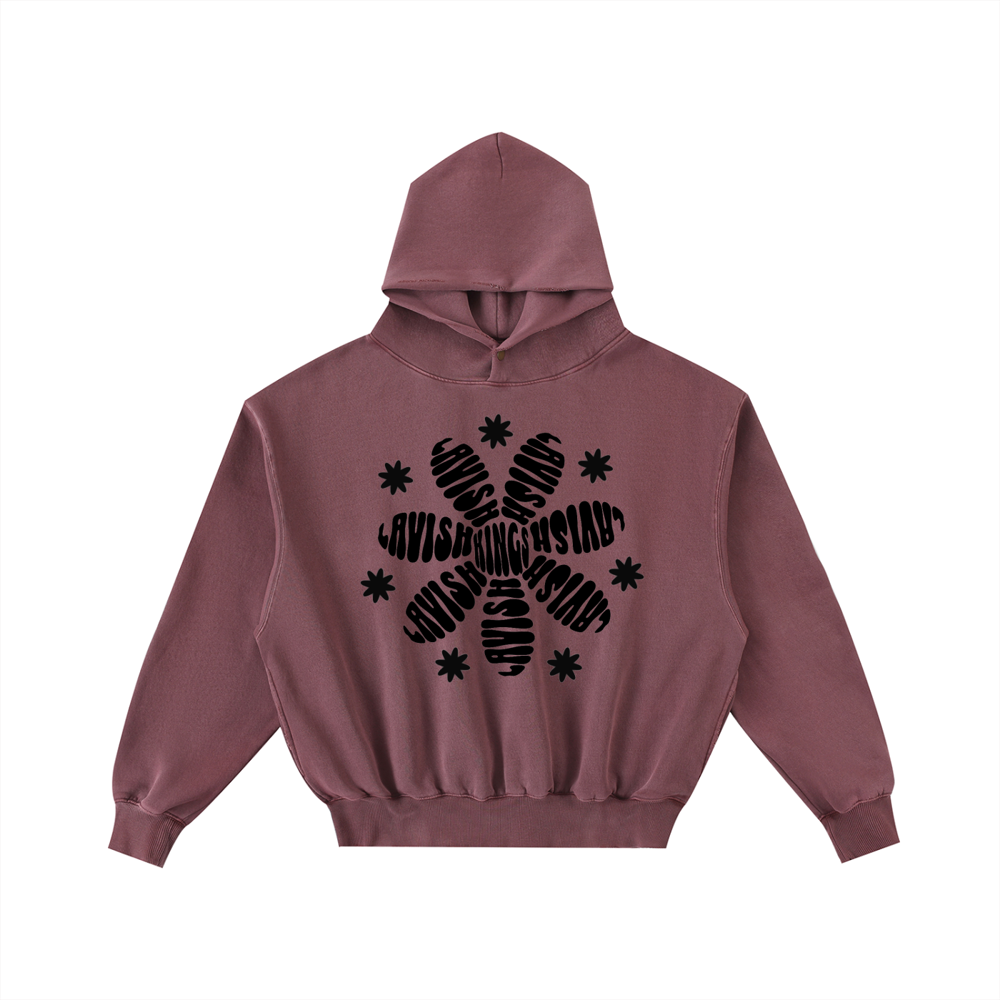 Frayed Enzyme Washed Fleece Hoodie