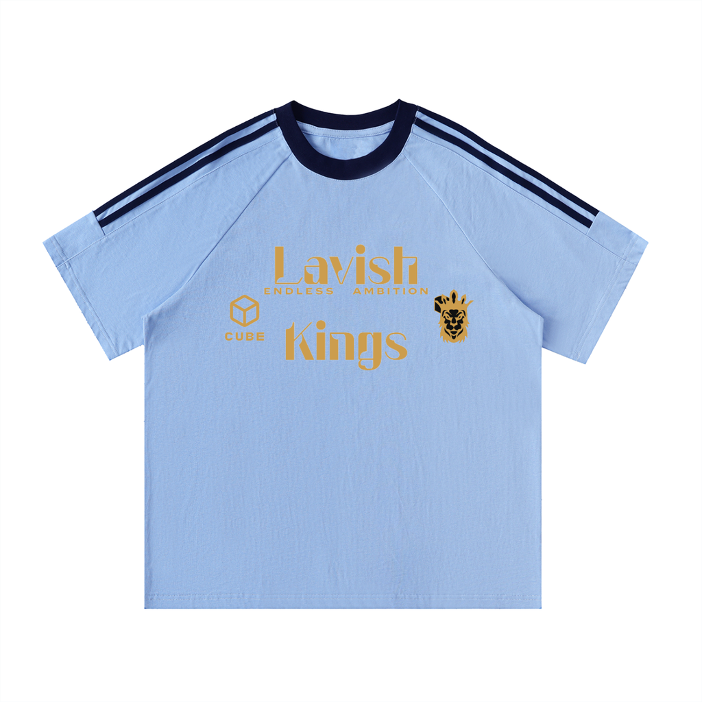 Contrast Tape Crewneck Cotton T-Shirt - LavishKings