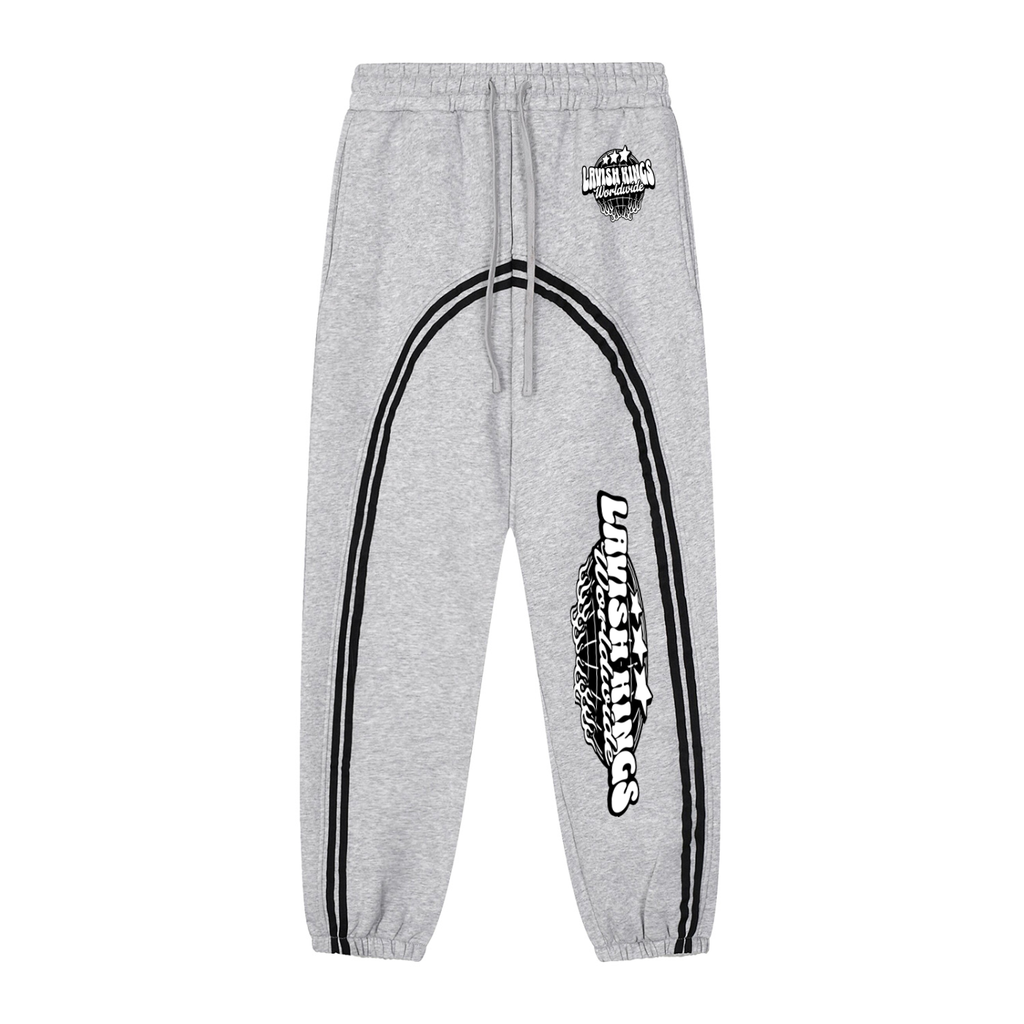 Sun Fade Contrast Tape Fleece Jogged Sweatpants - LavishKings