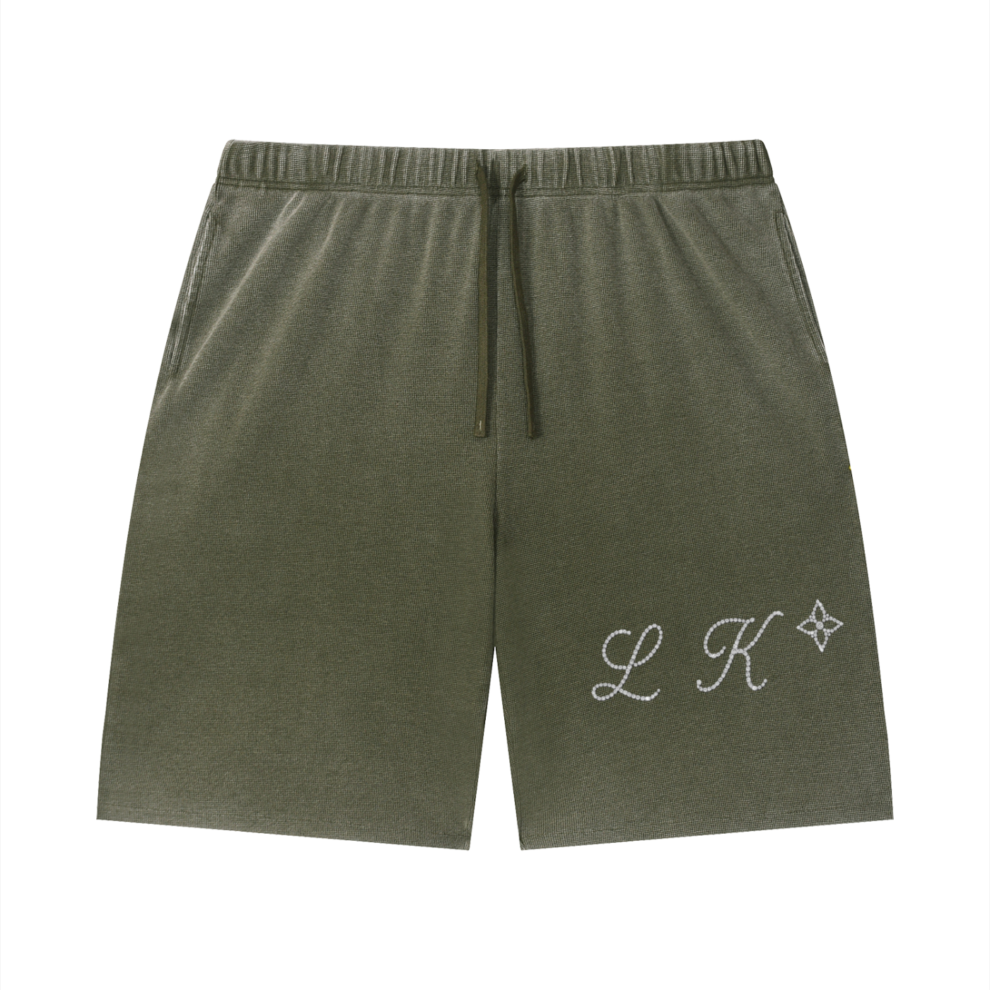 Unisex Vintage Wash Sunfade Waffle Raw Hem Shorts
