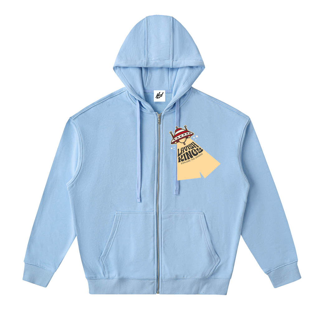 Drop-Shoulder Zip Up Hoodie - LavishKings