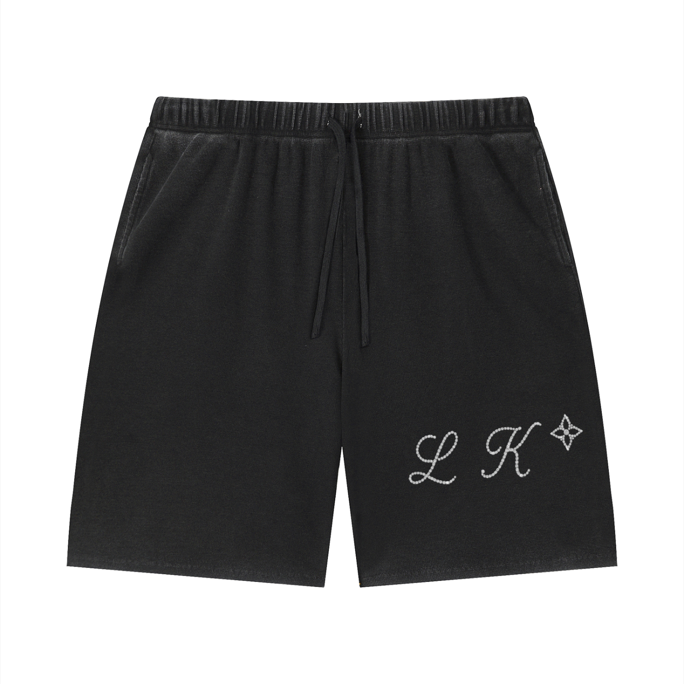 Unisex Vintage Wash Sunfade Waffle Raw Hem Shorts