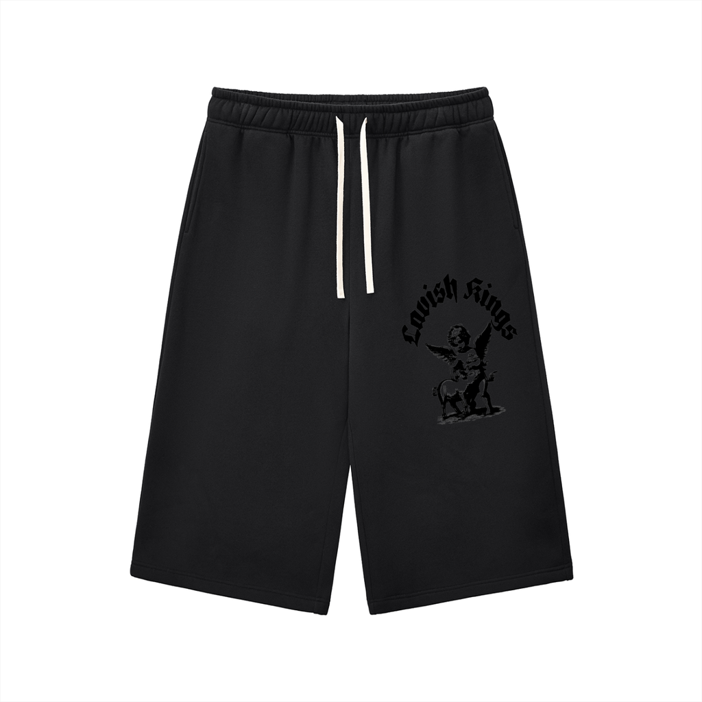 Relaxed Drawstring Three-quarter Sweatpants - LavishKings