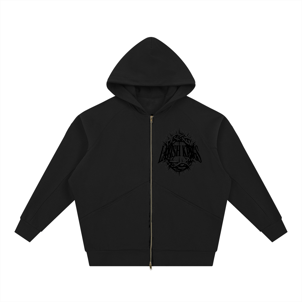 Dolman Sleeve Zip-Through Fleece  Hoodie