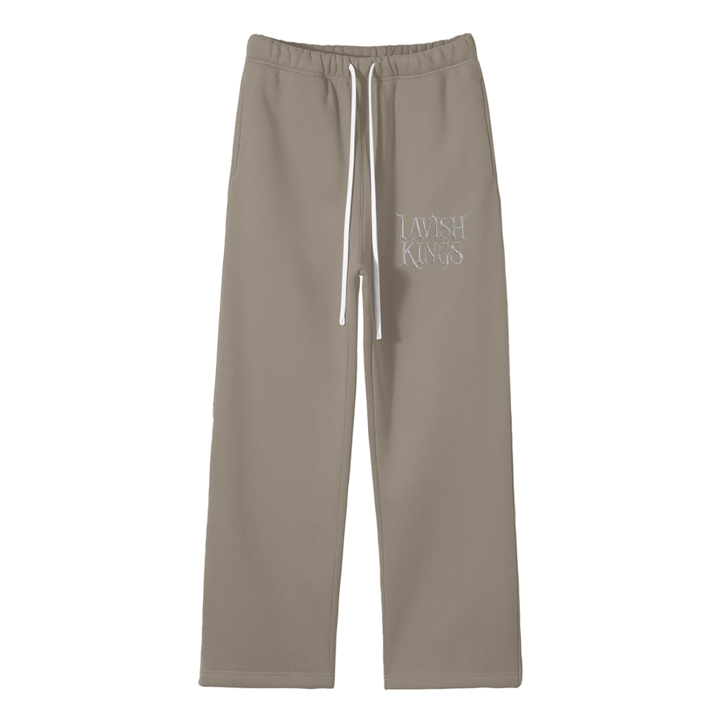 Unisex Solid Color Fleece Straight Leg Pants - LavishKings