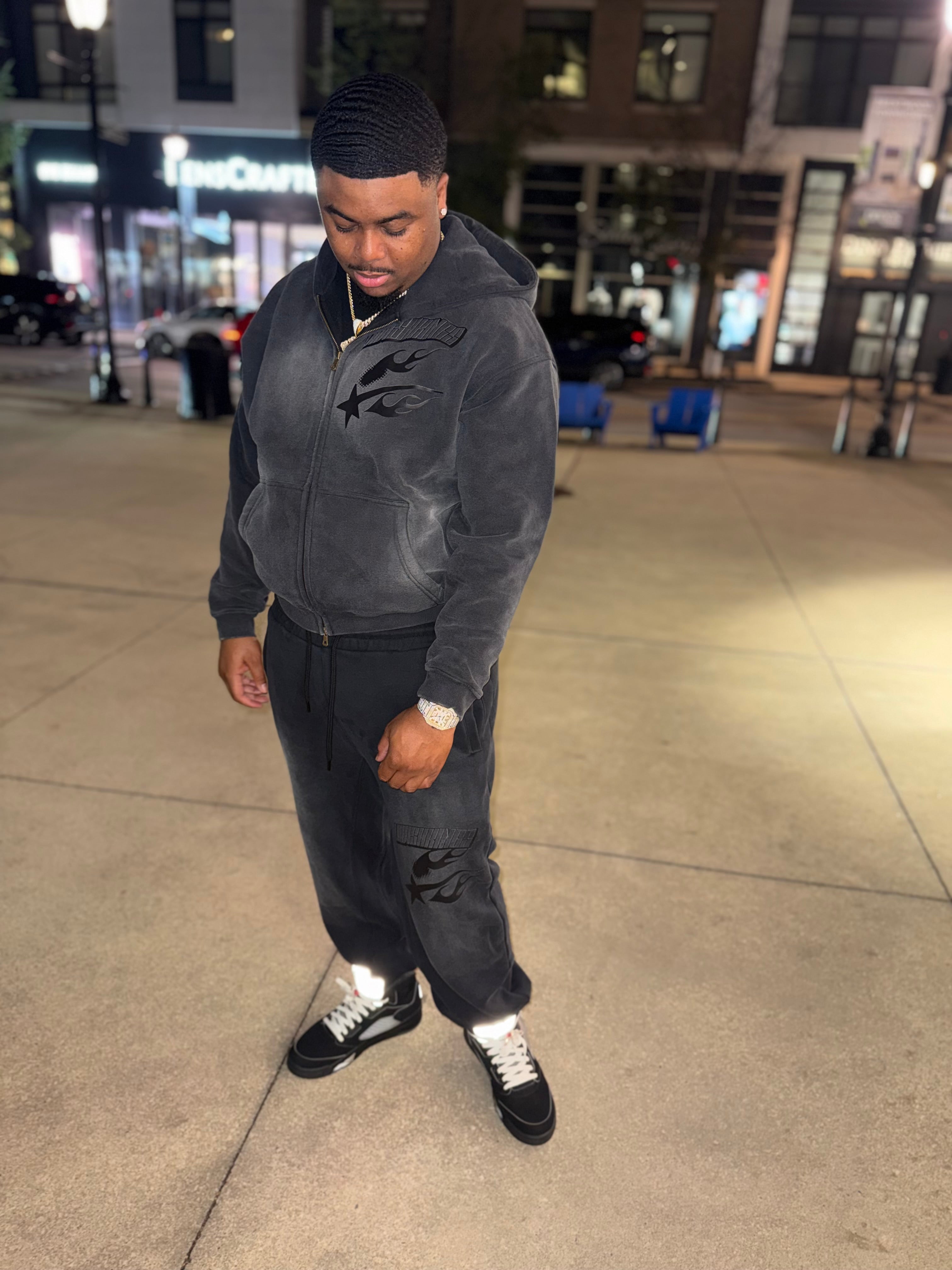 Sunfade Two-way Zipper Boxy Fleece Hoodie - LavishKings