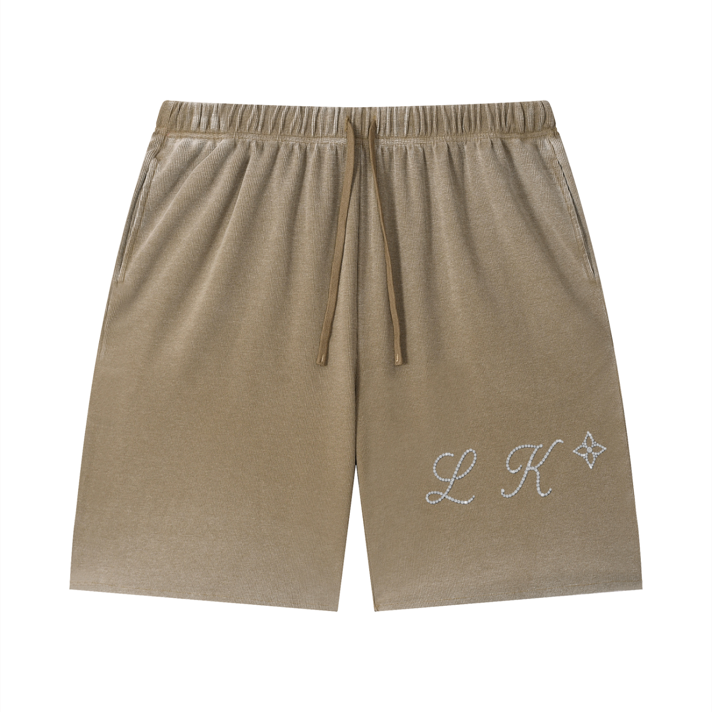 Unisex Vintage Wash Sunfade Waffle Raw Hem Shorts