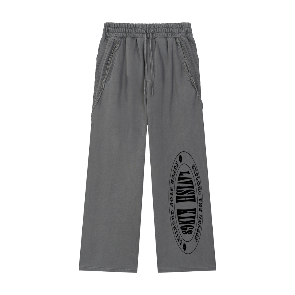 Snow Washed Tape Raw Edge Sweatpants - LavishKings