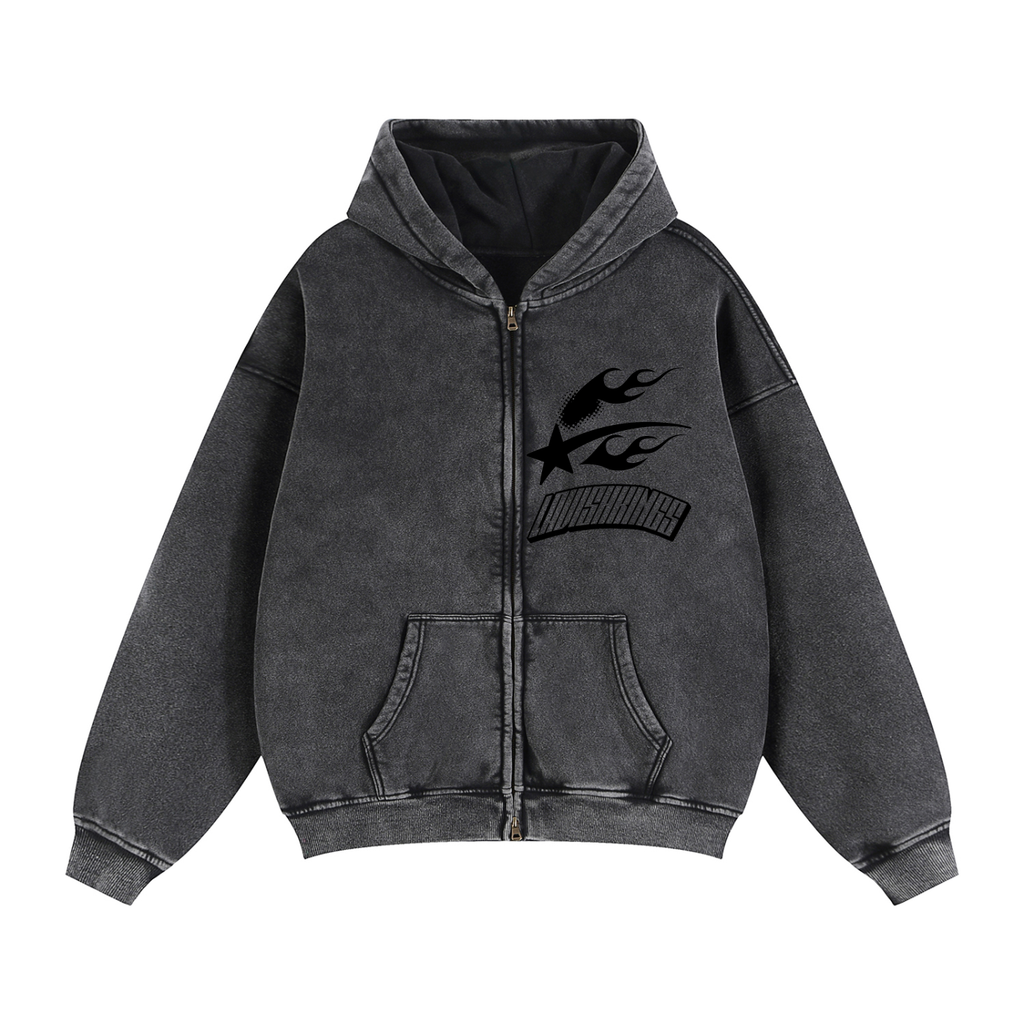 Zip-Through Boxy Fleece Hoodie - LavishKings
