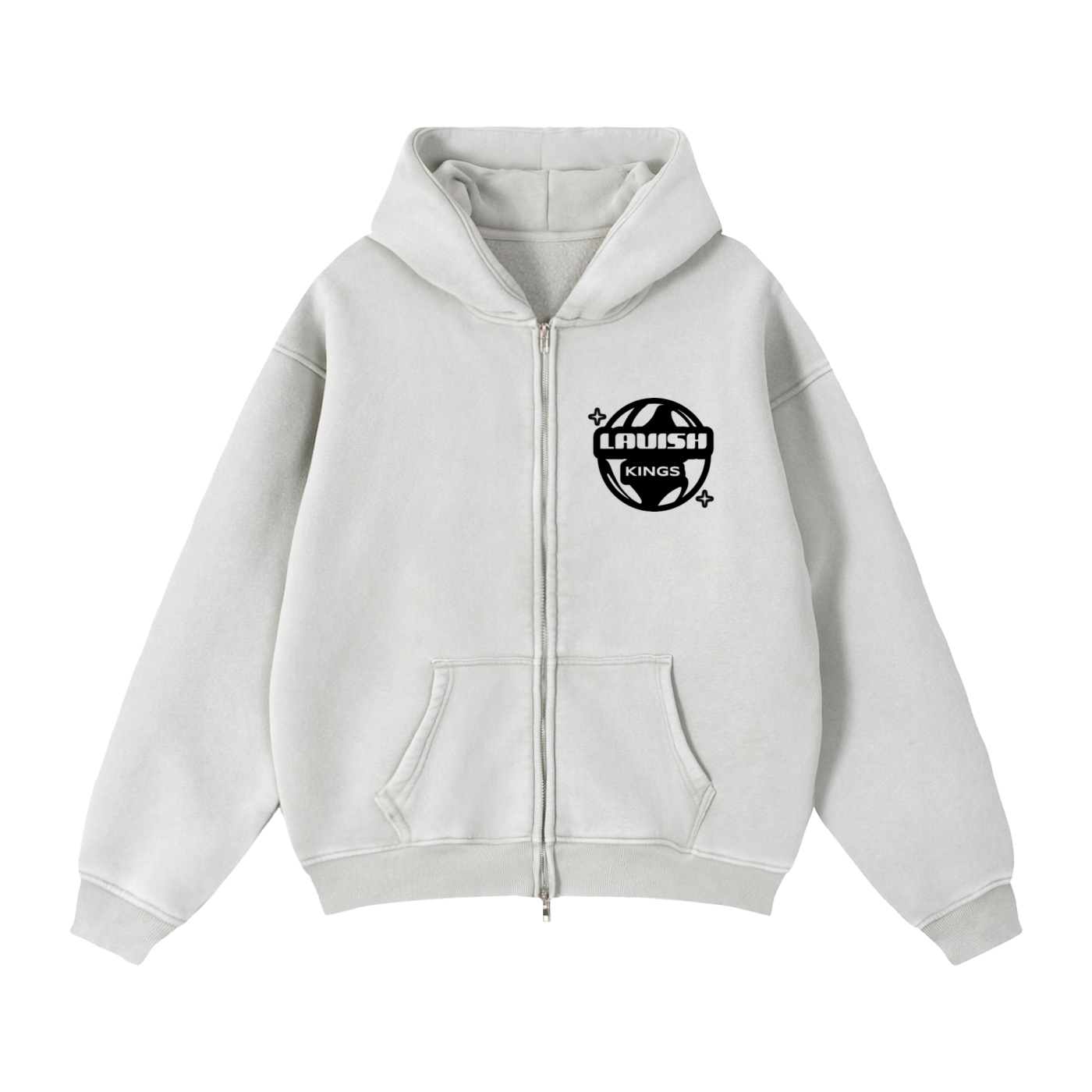 Zip-Through Boxy Fleece Hoodie