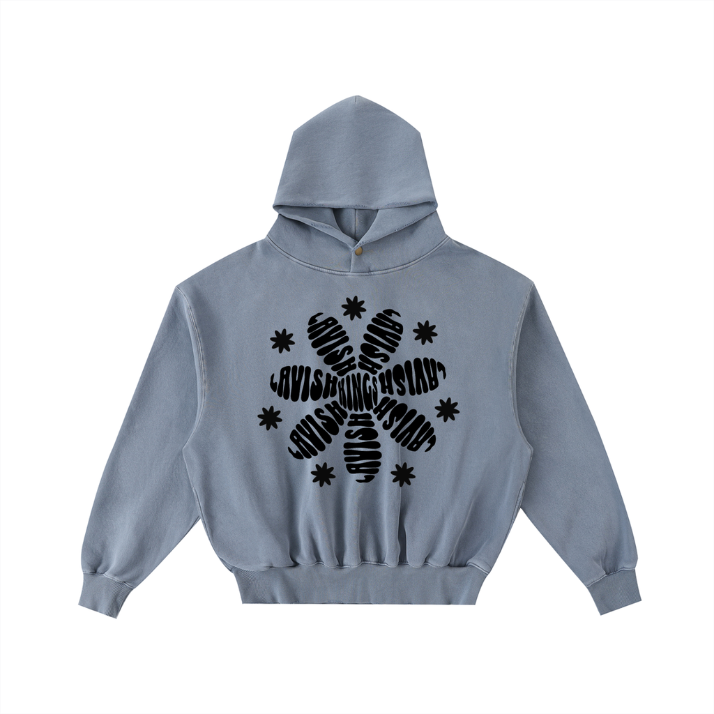 Frayed Enzyme Washed Fleece Hoodie - LavishKings
