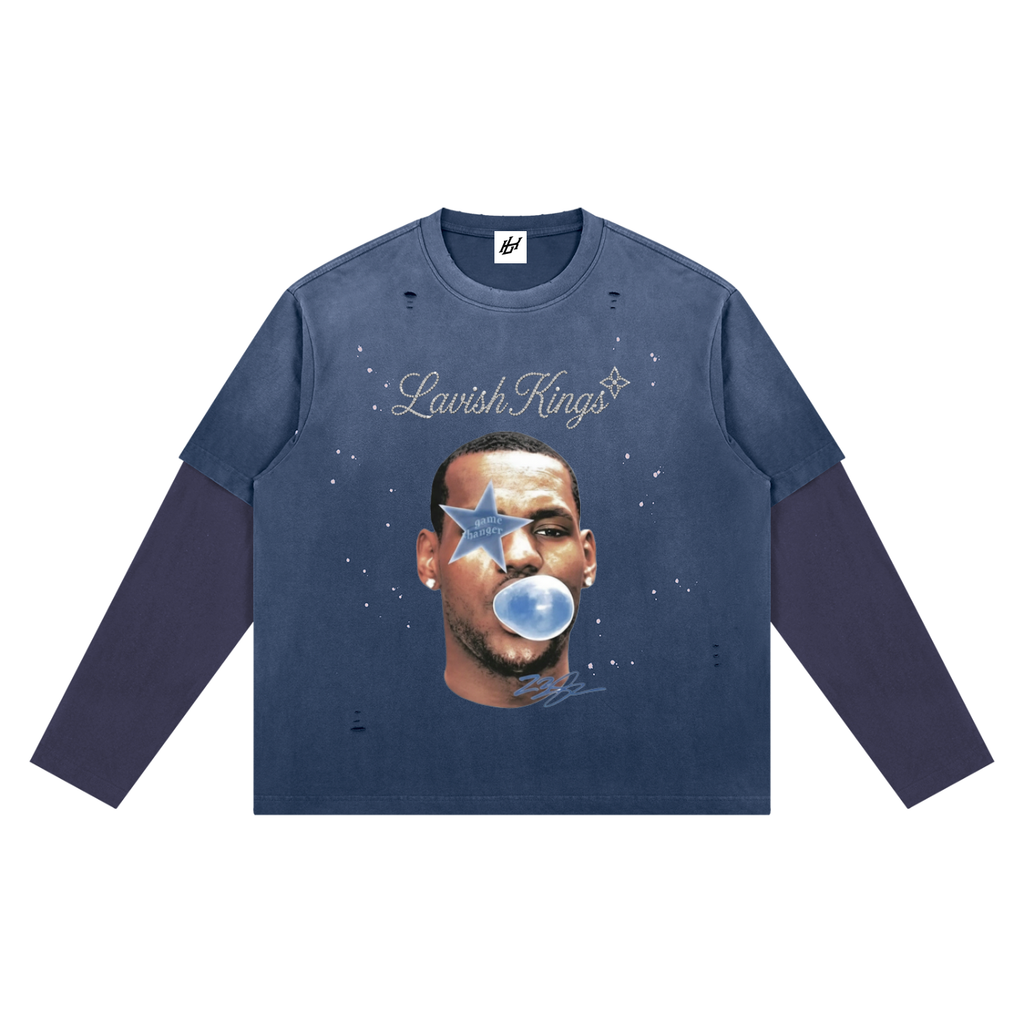 Unisex Vintage Wash Distressed Layer T-Shirt