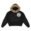 Sun Fade Boxy Detachable Fur Hoodie