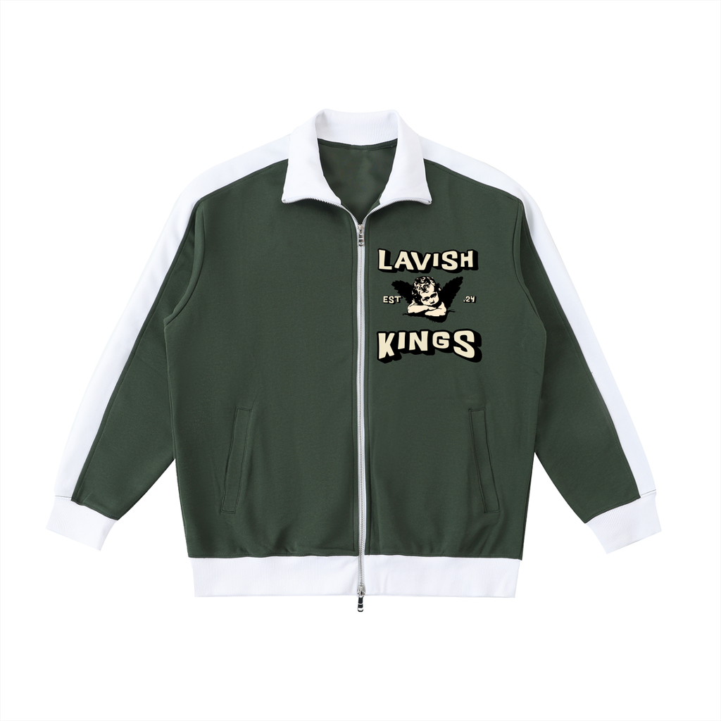 Contrast Trim Stand Collar Jacket - LavishKings