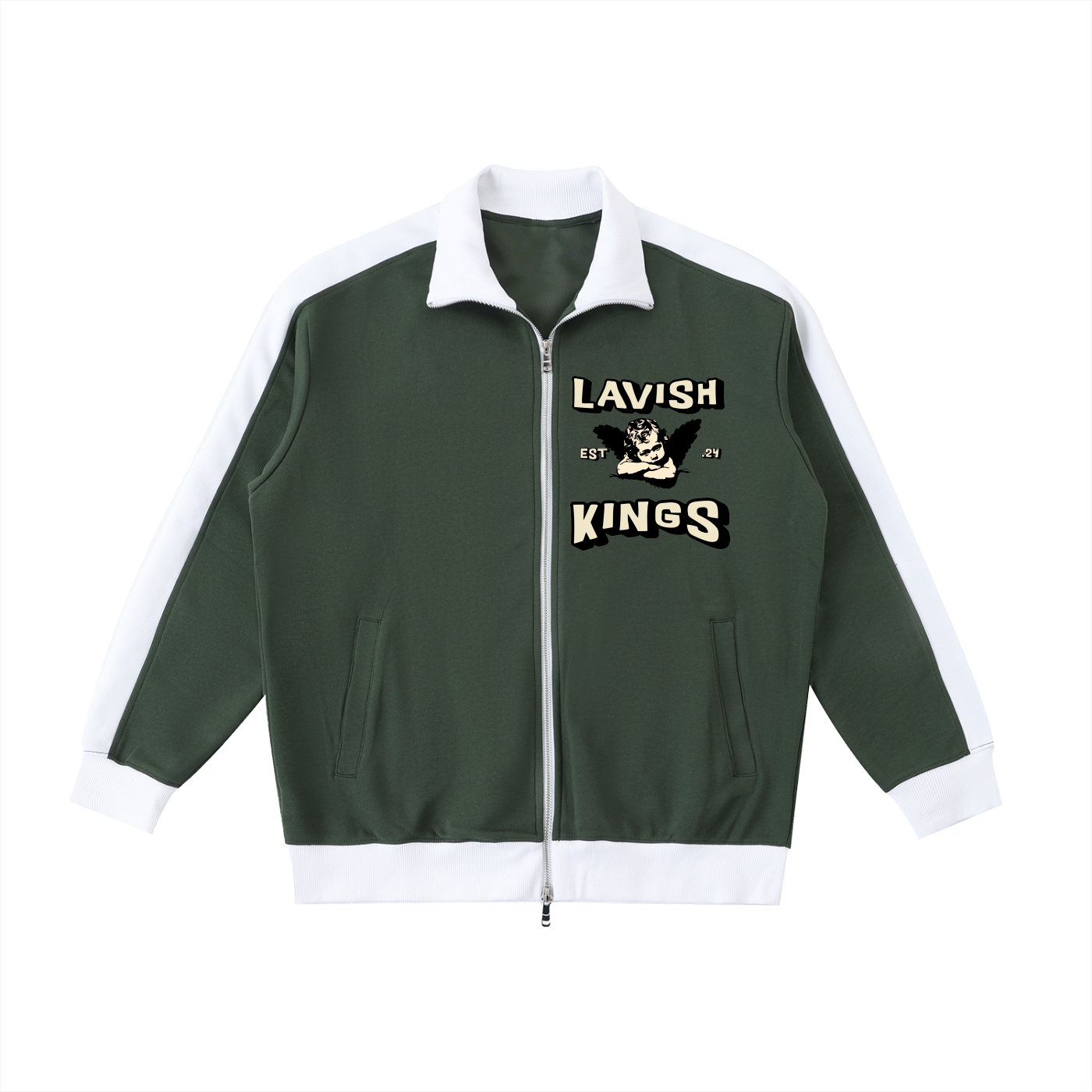 Contrast Trim Stand Collar Jacket