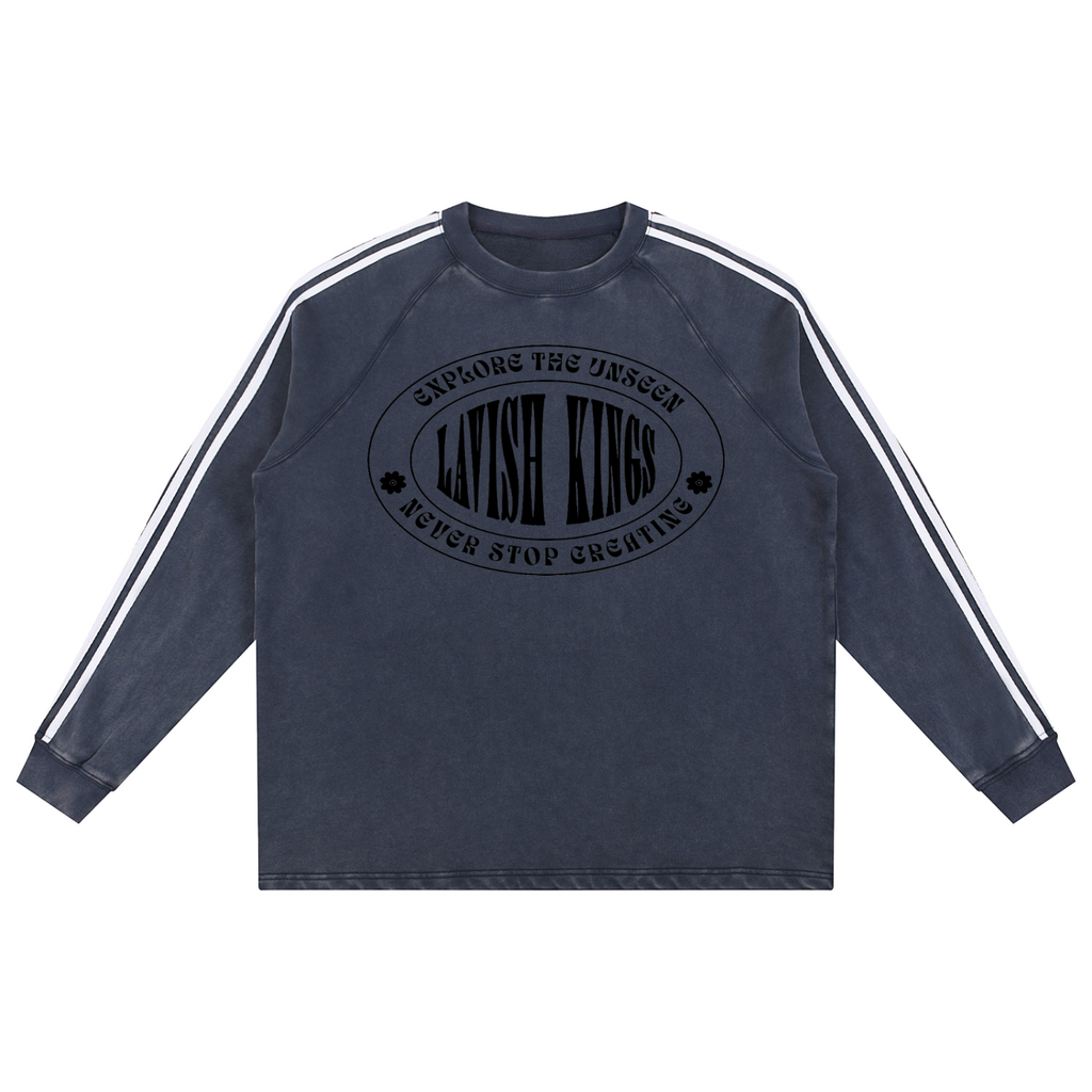Snow Washed Contrast Tape Sweatshirt - LavishKings