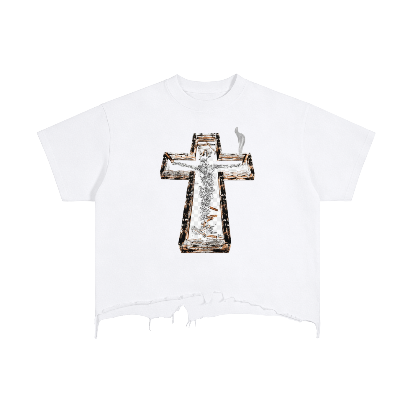 Vintage Wash Boxy Distressed Hem T-Shirt