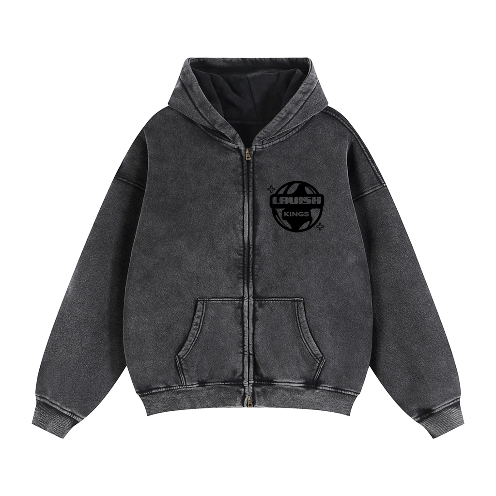 Zip-Through Boxy Fleece Hoodie - LavishKings