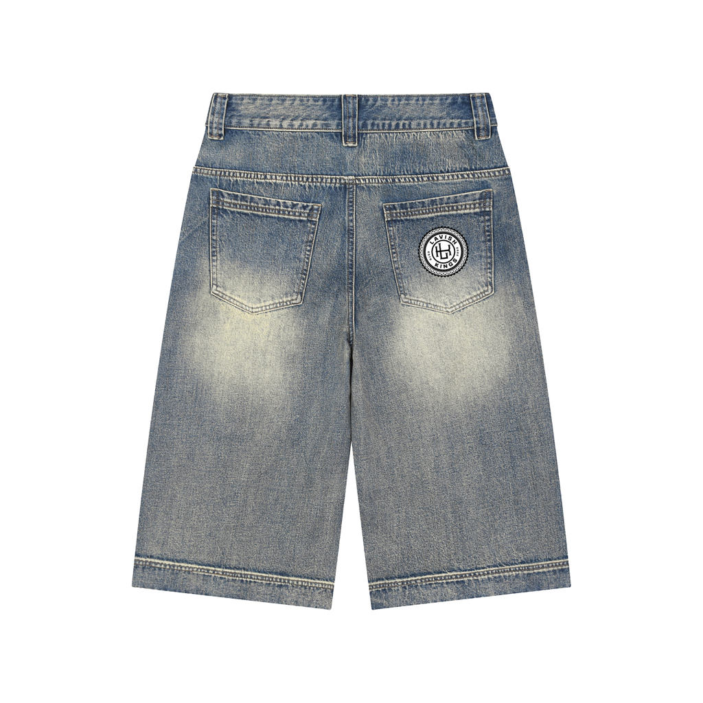 Vintage Wash Baggy Denim Shorts
