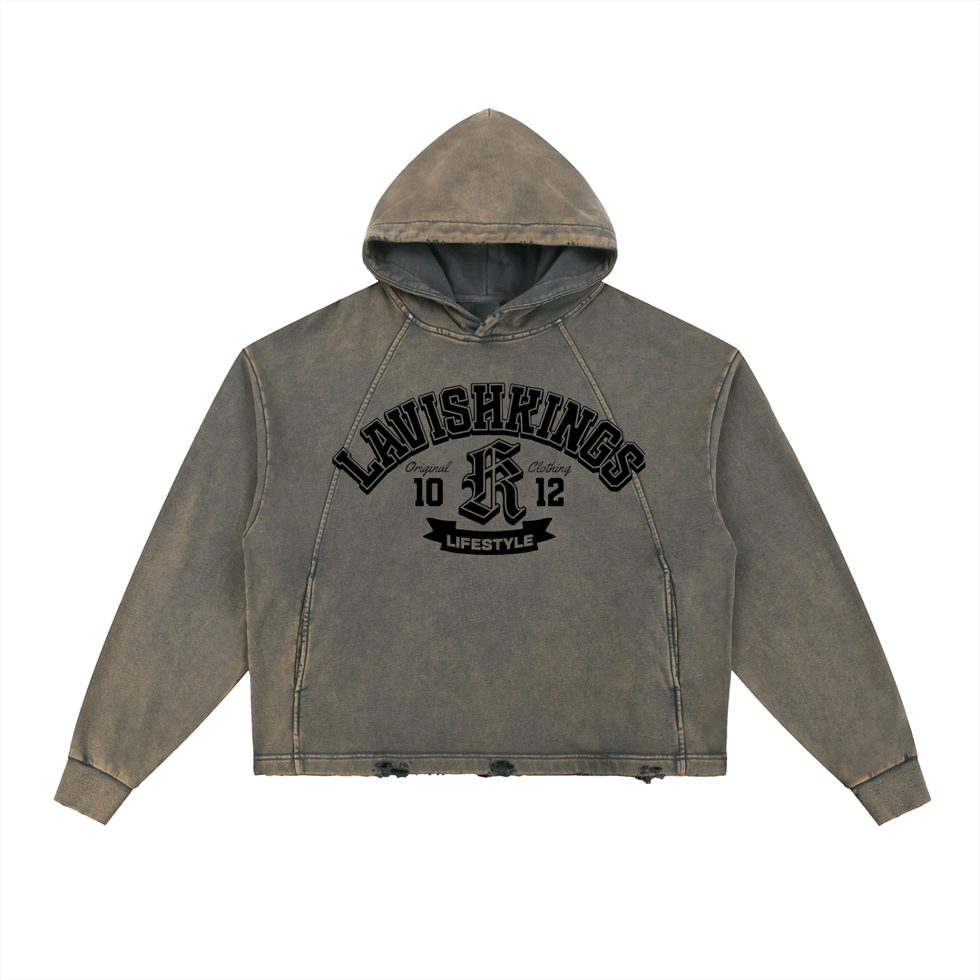 Vintage Washed Frayed-Hem Hoodie