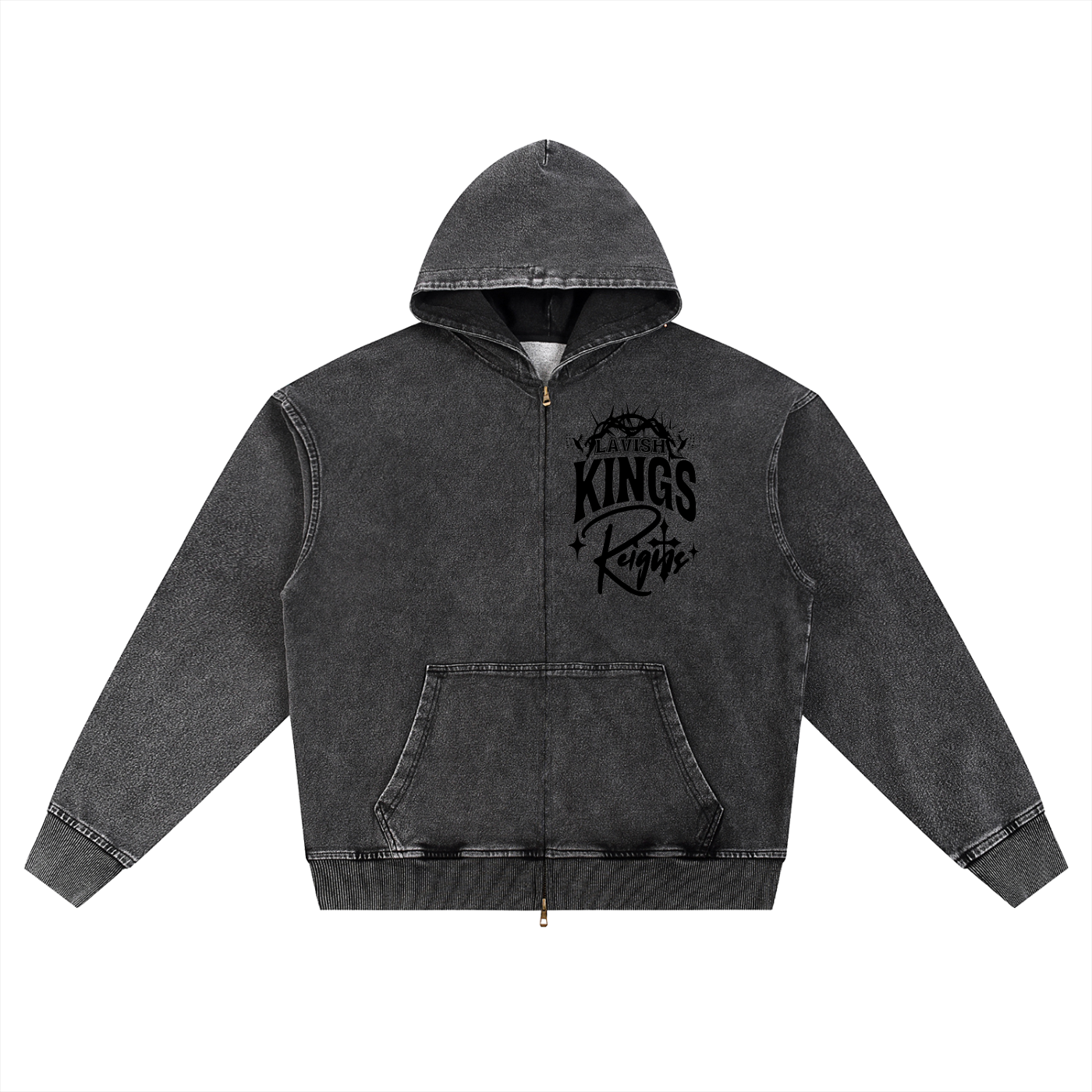 Snow Wash Oversized Zip-Up Hoodie
