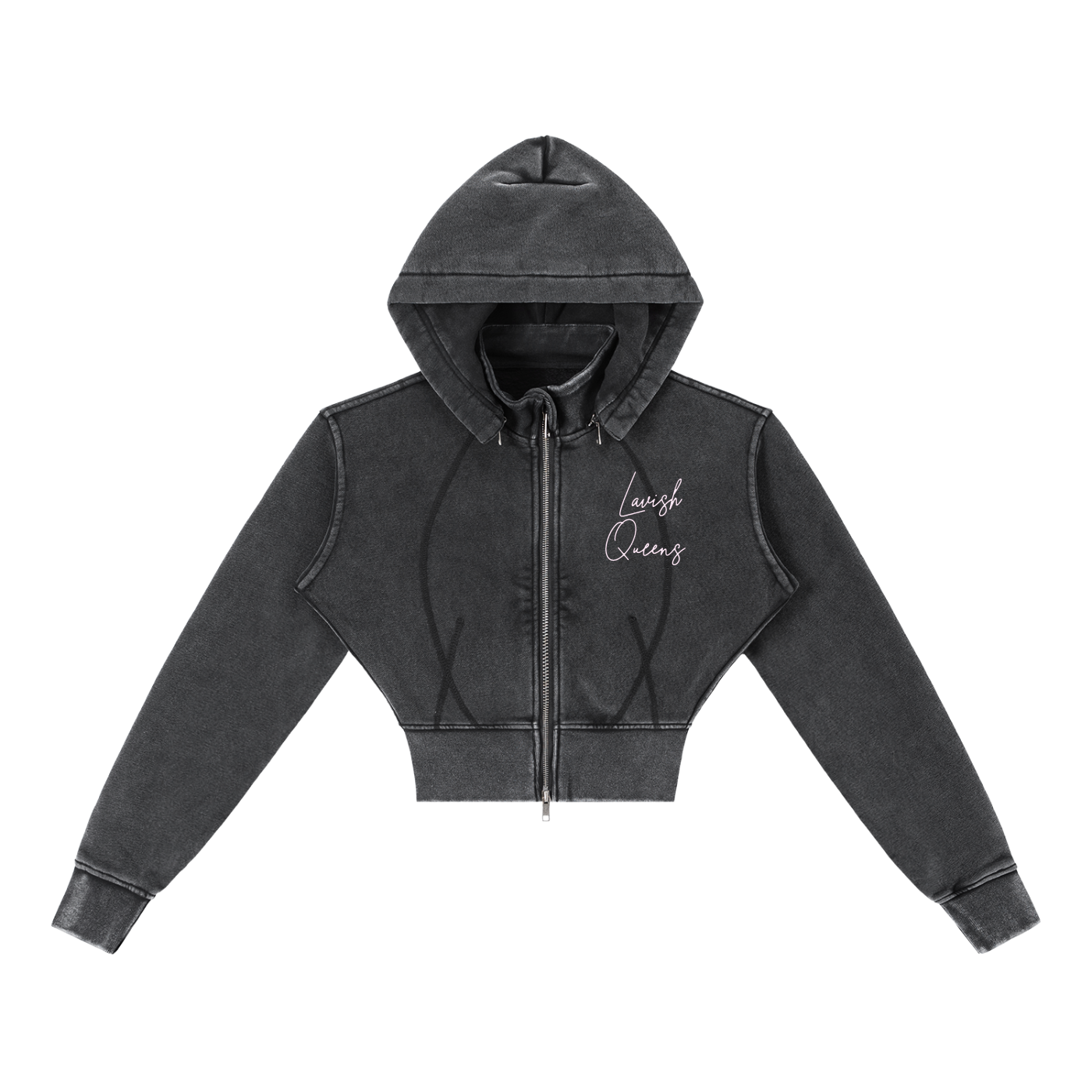 Vintage Washed Cropped Fleece Hoodie - LavishKings