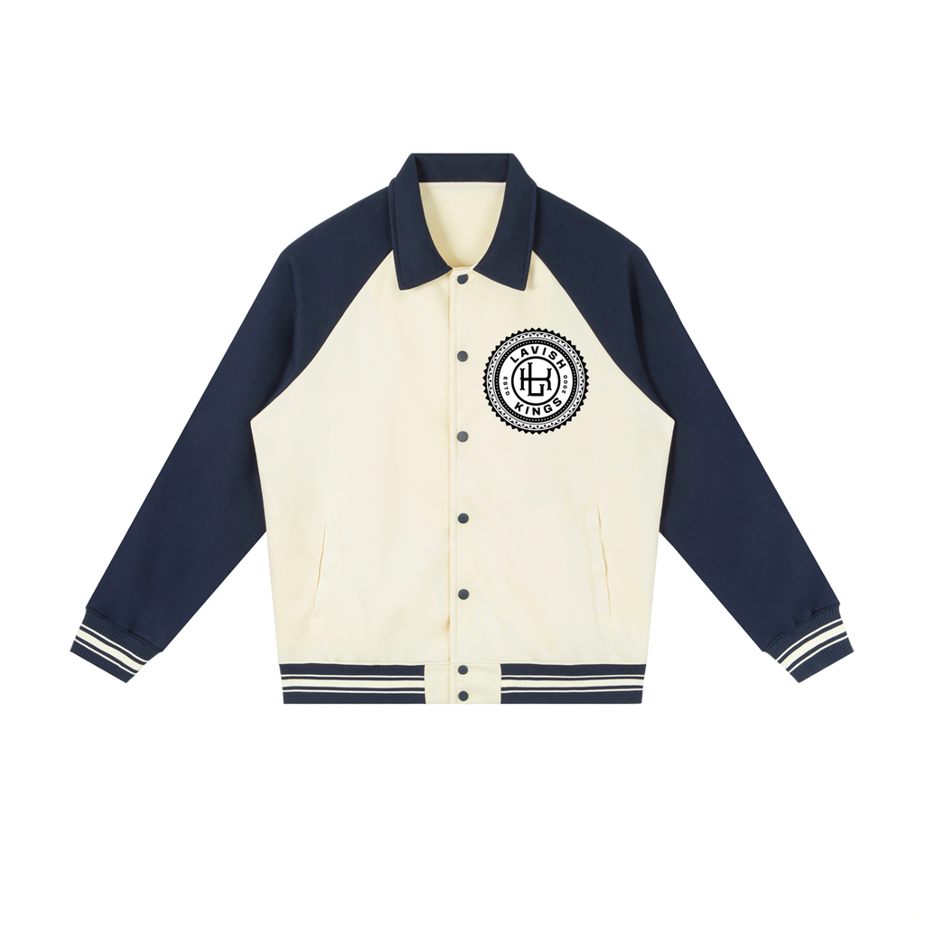 Contrast Raglan Sleeve Baseball Jacket - LavishKings