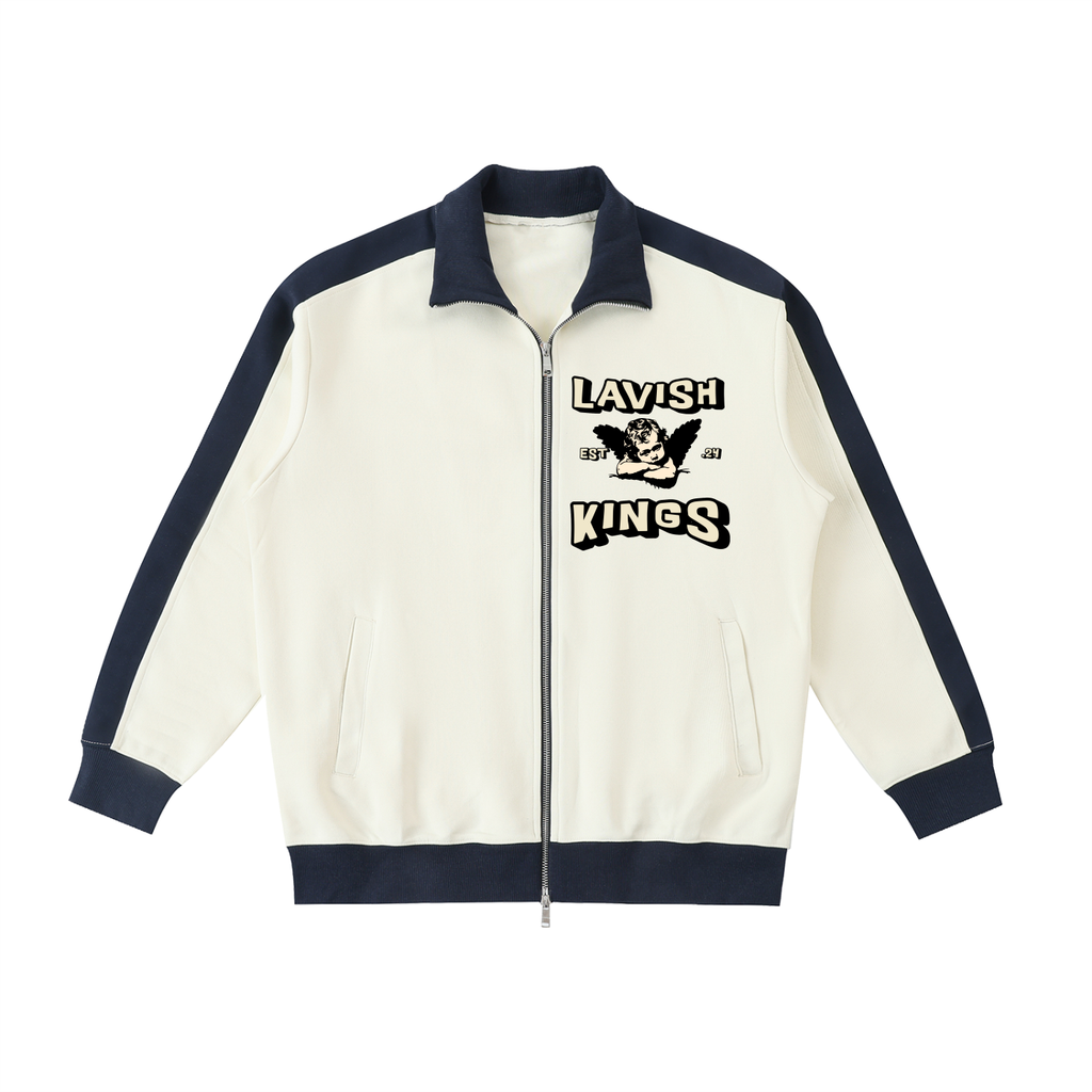Contrast Trim Stand Collar Jacket - LavishKings