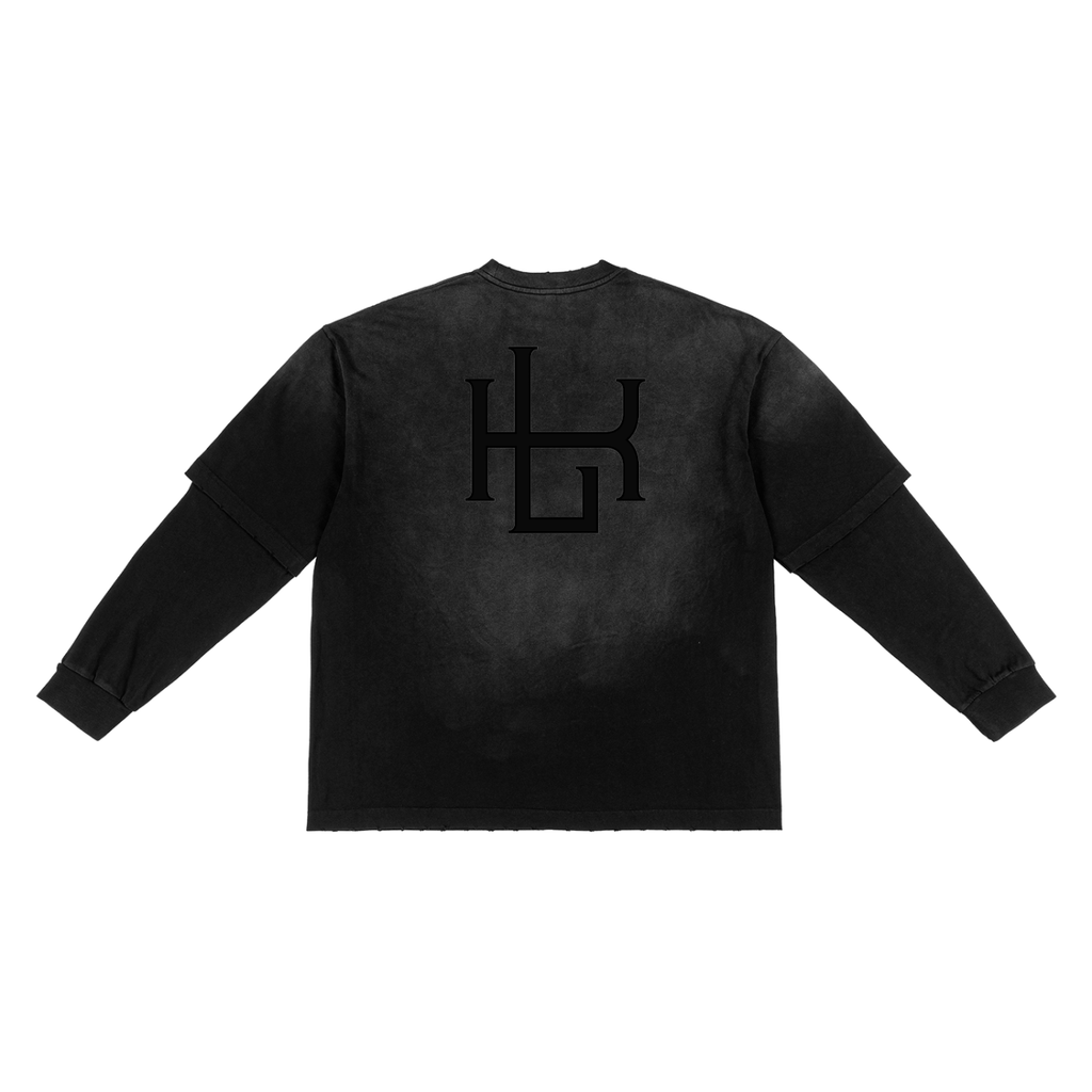 Sunfade Hand-Frayed Faux Two-Piece T-Shirt - LavishKings