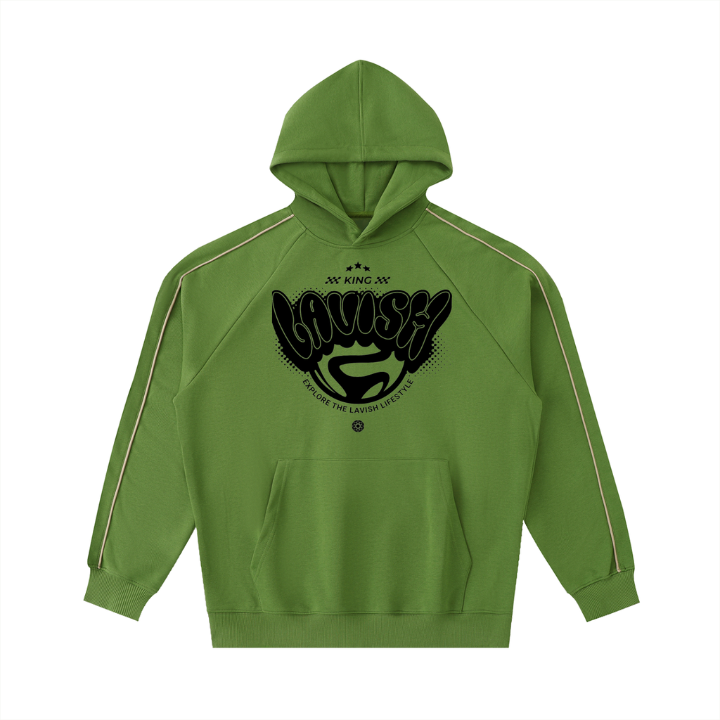 Contrast Piping Raglan Hoodie - LavishKings