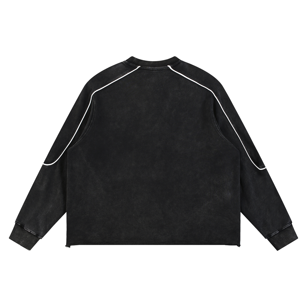 Mineral Wash Piping Raw Hem Sweatshirt - LavishKings